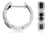 ESTATE .53CT DIAMOND & AAA SAPPHIRE 14KT WHITE GOLD CLASSIC HALO HUGGIE EARRINGS