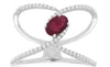 .78CT DIAMOND & AAA RUBY 14KT WHITE GOLD 3D OVAL & ROUND LOVE KNOT FUN RING