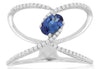 .73CT DIAMOND & AAA TANZANITE 14KT WHITE GOLD 3D OVAL & ROUND LOVE KNOT FUN RING