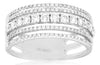 WIDE .88CT DIAMOND 14KT WHITE GOLD 5 ROW SEMI ETERNITY WEDDING ANNIVERSARY RING