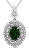 LARGE 1.78CT DIAMOND & AAA RUSSALITE 14K WHITE GOLD FILIGREE OVAL FLOWER PENDANT