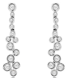 ESTATE .48CT DIAMOND 14KT WHITE GOLD CLASSIC BEZEL ETOILE FUN HANGING EARRINGS