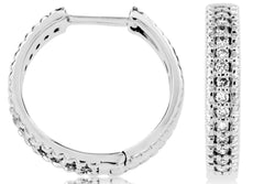 ESTATE .25CT DIAMOND 14KT WHITE GOLD 3D CLASSIC HUGGIE HANGING EARRINGS