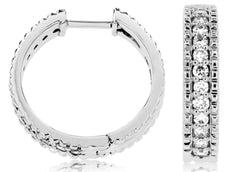 ESTATE .50CT DIAMOND 14KT WHITE GOLD 3D CLASSIC HUGGIE HANGING EARRINGS