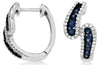 .81CT DIAMOND & AAA SAPPHIRE 14KT WHITE GOLD CRISS CROSS HUGGIE HANGING EARRINGS