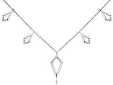 ESTATE .14CT DIAMOND 14KT WHITE GOLD 3D CLASSIC KITE BY THE YARD LARIAT NECKLACE