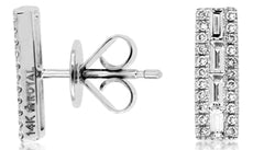 ESTATE .40CT DIAMOND 14KT WHITE GOLD CLASSIC ROUND & BAGUETTE BAR FUN EARRINGS