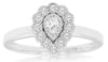 .29CT DIAMOND 14KT WHITE GOLD 3D PEAR SHAPE & ROUND FILIGREE MILGRAIN LOVE RING