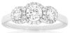 0.77CT DIAMOND 14KT WHITE GOLD 3 STONE HALO PAST PRESENT FUTURE ANNIVERSARY RING