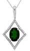 1.45CT DIAMOND & AAA RUSSALITE 14KT WHITE GOLD OVAL TEAR DROP FLOATING PENDANT