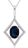 1.55CT DIAMOND & AAA SAPPHIRE 14KT WHITE GOLD 3D OVAL TEAR DROP FLOATING PENDANT