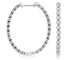 1.0CT DIAMOND 14KT WHITE GOLD ROUND FILIGREE MILGRAIN OVAL HOOP HANGING EARRINGS
