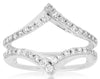 WIDE 0.50CT DIAMOND 14KT WHITE GOLD 3D CLASSIC V SHAPE INSERT ENGAGEMENT RING
