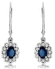 1.21CT DIAMOND & AAA SAPPHIRE 14KT WHITE GOLD 3D OVAL & ROUND HANGING EARRINGS