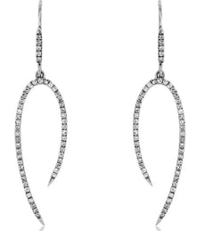 .50CT DIAMOND 14KT WHITE GOLD CLASSIC OPEN TEAR DROP LEVERBACK HANGING EARRINGS