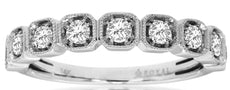 .50CT DIAMOND 14K WHITE GOLD 3D ROUND FILIGREE MILGRAIN OCTAGON ANNIVERSARY RING