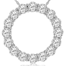 1.30CT DIAMOND 14K WHITE GOLD CLASSIC ROUND CIRCLE OF LIFE FLOATING LOVE PENDANT