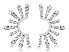 .50CT DIAMOND 14KT WHITE GOLD 3D CLASSIC SEMI FLOWER MULTI ROW FUN EARRINGS