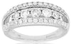 1.0CT DIAMOND 14KT WHITE GOLD 3D ROUND 5 STONE GRADUATING 3 ROW ANNIVERSARY RING