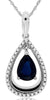 .98CT DIAMOND & AAA SAPPHIRE 14KT WHITE GOLD PEAR SHAPE & ROUND FLOATING PENDANT