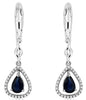 1.2CT DIAMOND & AAA SAPPHIRE 14KT WHITE GOLD PEAR SHAPE & ROUND HANGING EARRINGS