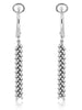 ESTATE .28CT DIAMOND 14KT WHITE GOLD MULTI ROW V SHAPE CLIP ON HANGING EARRINGS