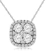 .50CT DIAMOND 14KT WHITE GOLD 3D CLASSIC CLUSTER SQUARE HALO FLOATING PENDANT