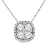 ESTATE 1.0CT DIAMOND 14KT WHITE GOLD CLUSTER SQUARE HALO LOVE FLOATING PENDANT
