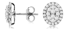 ESTATE .65CT DIAMOND 14KT WHITE GOLD 3D CLASSIC CLUSTER OVAL HALO STUD EARRINGS