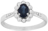 .92CT DIAMOND & AAA SAPPHIRE 14KT WHITE GOLD OVAL & ROUND FLOWER ENGAGEMENT RING