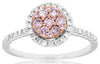 ESTATE .50CT WHITE & PINK DIAMOND 14K WHITE GOLD CLASSIC CLUSTER ROUND LOVE RING