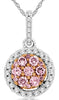 .41CT WHITE & PINK DIAMOND 14KT WHITE GOLD 3D CLUSTER ROUND HALO LOVE PENDANT