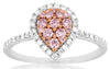 ESTATE .51CT WHITE & PINK DIAMOND 14K WHITE GOLD CLASSIC CLUSTER PEAR SHAPE RING