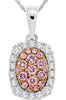 .57CT WHITE & PINK DIAMOND 14KT WHITE GOLD 3D CLUSTER OVAL SQUARE LOVE PENDANT