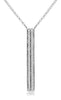 ESTATE .13CT DIAMOND 14KT WHITE GOLD 3D CLASSIC DOUBLE BAR LOVE NECKLACE