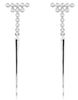 ESTATE .26CT DIAMOND 14KT WHITE GOLD 3D CLASSIC BEZEL T SHAPE HANGING EARRINGS