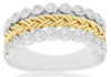 ESTATE WIDE .42CT DIAMOND 14KT 2 TONE GOLD BEZEL ROPE WEDDING ANNIVERSARY RING