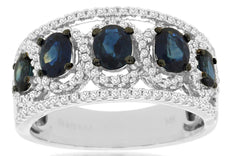 2.25CT DIAMOND & AAA SAPPHIRE 14KT WHITE GOLD 3D OVAL & ROUND ANNIVERSARY RING