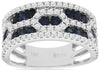 WIDE 1.66CT DIAMOND & AAA SAPPHIRE 14KT WHITE GOLD 3D MULTI ROW ANNIVERSARY RING