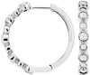 ESTATE .48CT DIAMOND 14KT WHITE GOLD 3D CLASSIC BEZEL MILGRAIN HOOP EARRINGS