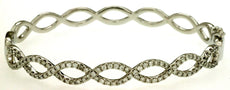 1.10CT DIAMOND 14KT WHITE GOLD 3D INFINITY SEMI ETERNITY LOVE BANGLE BRACELET