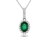 0.82CT DIAMOND & AAA EMERALD 14KT WHITE GOLD OVAL & ROUND HALO FLOATING PENDANT