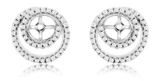 ESTATE 0.35CT DIAMOND 14KT WHITE GOLD 3D CLASSIC ROUND SWIRL JACKET EARRINGS