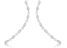 0.47CT DIAMOND 14KT WHITE GOLD 3D ROUND & MARQUISE FUN LARIAT HANGING EARRRINGS