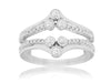 WIDE 0.49CT DIAMOND 14KT WHITE GOLD DOUBLE ROW V SHAPE INSERT ANNIVERSARY RING