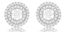 0.58CT DIAMOND 14KT WHITE GOLD 3D DOUBLE ROW ROUND & SQUARE HALO JACKET EARRINGS