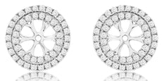 0.75CT DIAMOND 14KT WHITE GOLD 3D CLASSIC DOUBLE ROW ROUND HALO JACKET EARRINGS