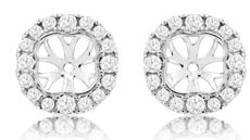 0.82CT DIAMOND 14KT WHITE GOLD 3D CLASSIC SQUARE & ROUND FLORAL JACKET EARRINGS