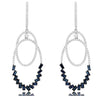 1.8CT DIAMOND & SAPPHIRE 14KT WHITE GOLD ROUND & BAGUETTE OVAL HANGING EARRINGS