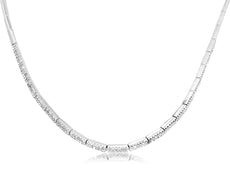 0.50CT DIAMOND 14KT WHITE GOLD MULTI BAR SEMI ETERNITY DOUBLE ROW LOVE NECKLACE
